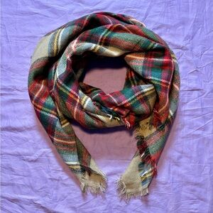 Sylvia Alexander| Plaid Fall Colors Blanket Scarf| OS